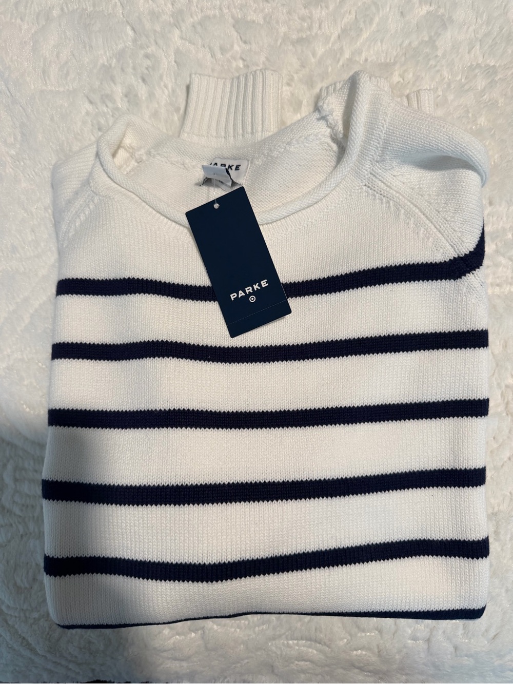 Parke x Target Rollneck Striped Pullover Sweater Navy Blue, size S - Picture 4 of 4